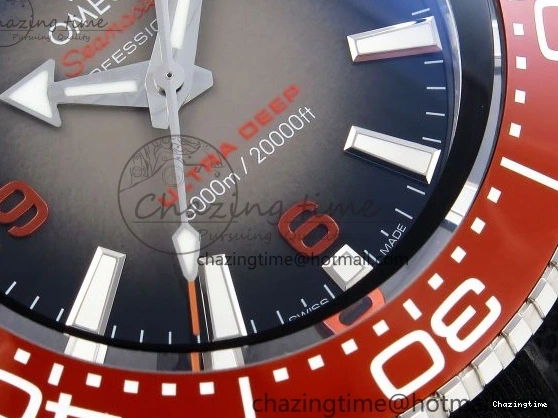 0313 Premium SEAMASTER PLANET OCEAN 6000M ULTRA DEEP 45.5MM SS TF 1:1 BEST EDITION GRAY DIAL ORANGE BEZEL ON RUBBER STRAP A 7761